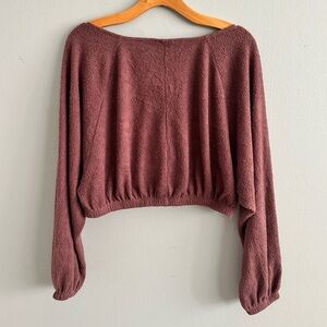 Urban Outfitters Women's Off-the-Shoulder Burgundy Sweater
